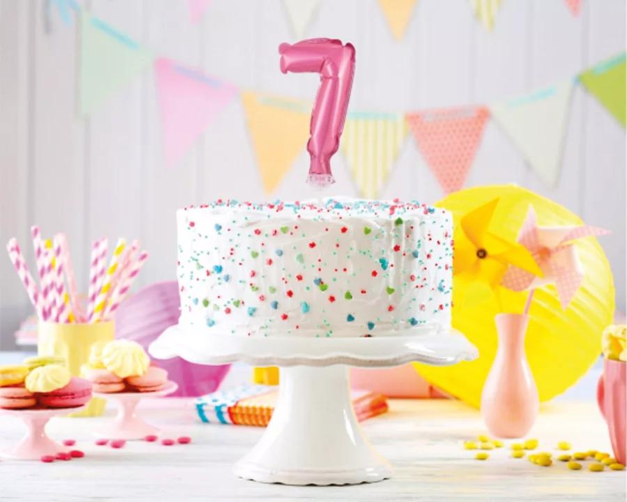 Zápich do torty balón číslo 7 svetlo ružový 13 cm 1/2