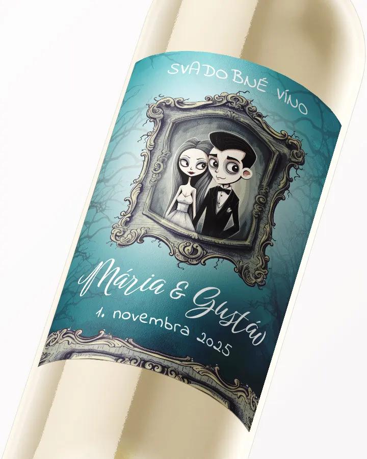 Svadobné etikety na víno / pálenku The Addams Family 2/3