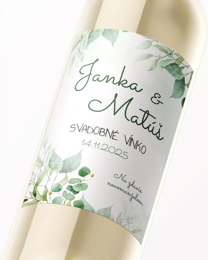 Svadobné etikety na víno / pálenku Greenery 05 2/3