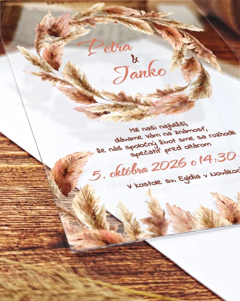 Transparentné svadobné oznámenia Bohem 01 1/2
