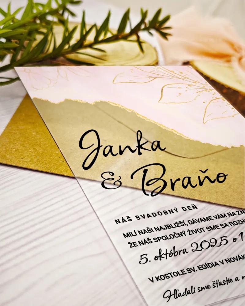 Transparentné svadobné oznámenia Abstrakt 02 1/2