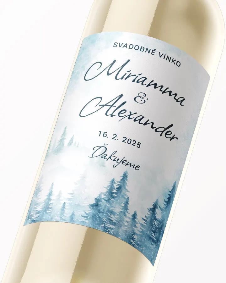 Svadobné etikety na víno / pálenku Zimná krajina 01 2/3