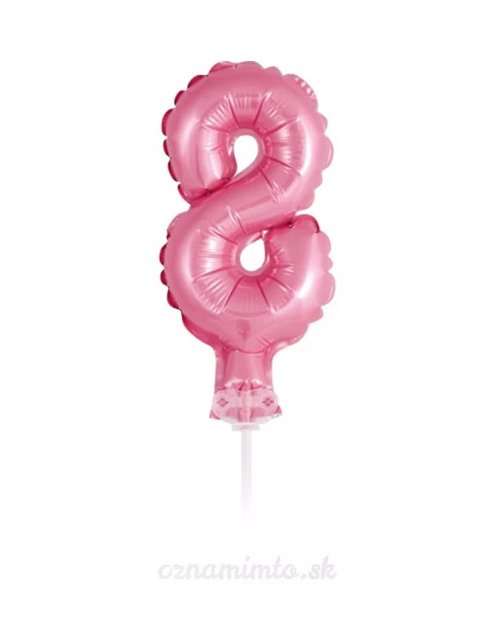 Zápich do torty balón číslo 8 svetlo ružový 13 cm