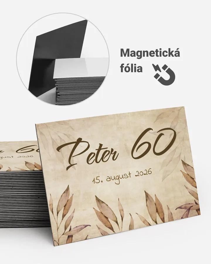 Pamätné magnetky z oslavy  - Vintage listy