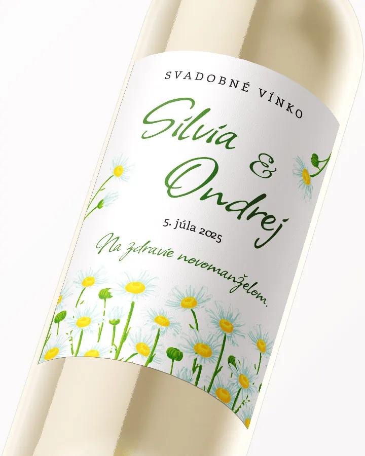 Svadobné etikety na víno / pálenku Nežné sedmokrásky 2/3