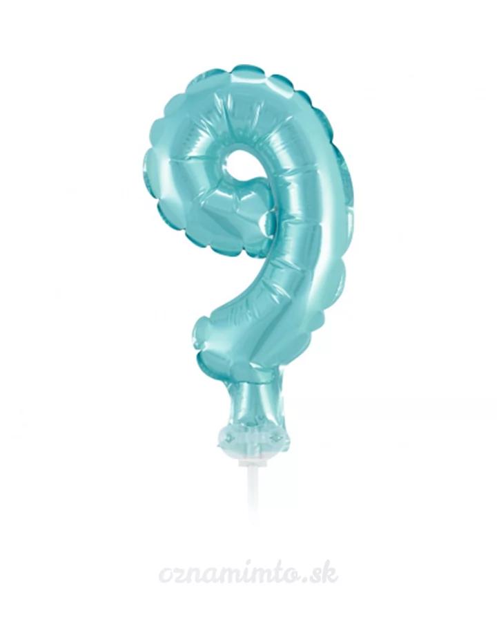 Zápich do torty balón číslo 9 svetlo modrý 13 cm