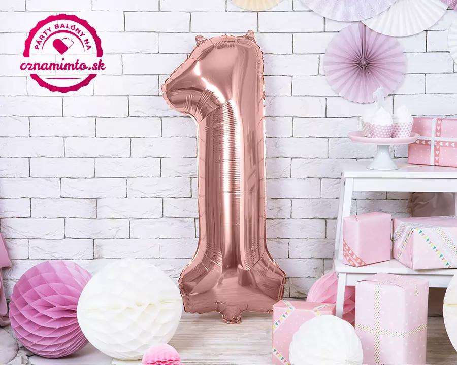 Balón číslo 1 ružovo zlatý veľký 86cm 1/3