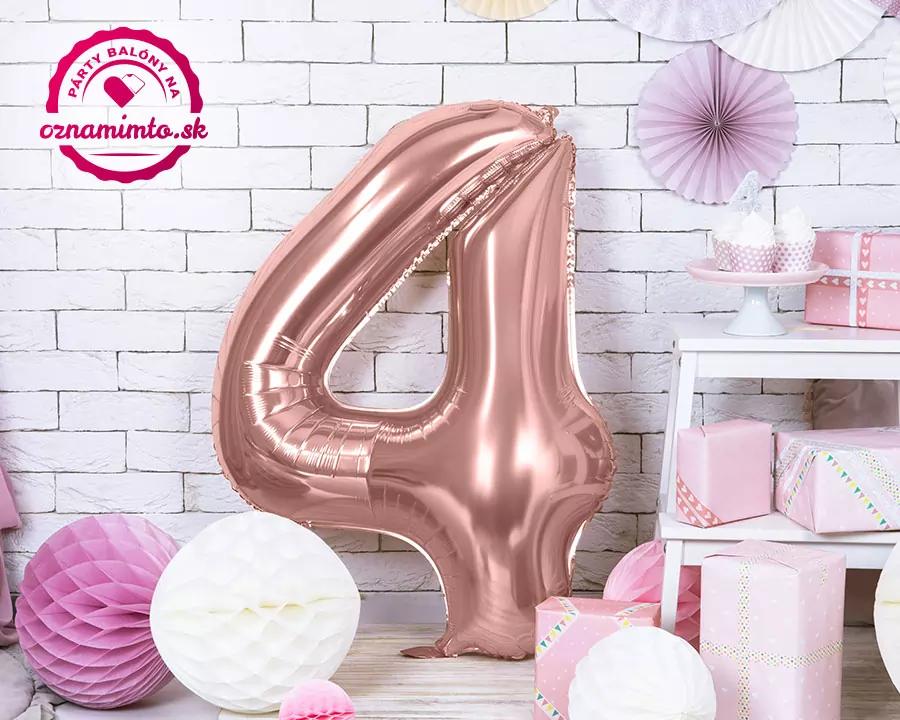 Balón číslo 4 ružovo zlatý veľký 86cm 1/2