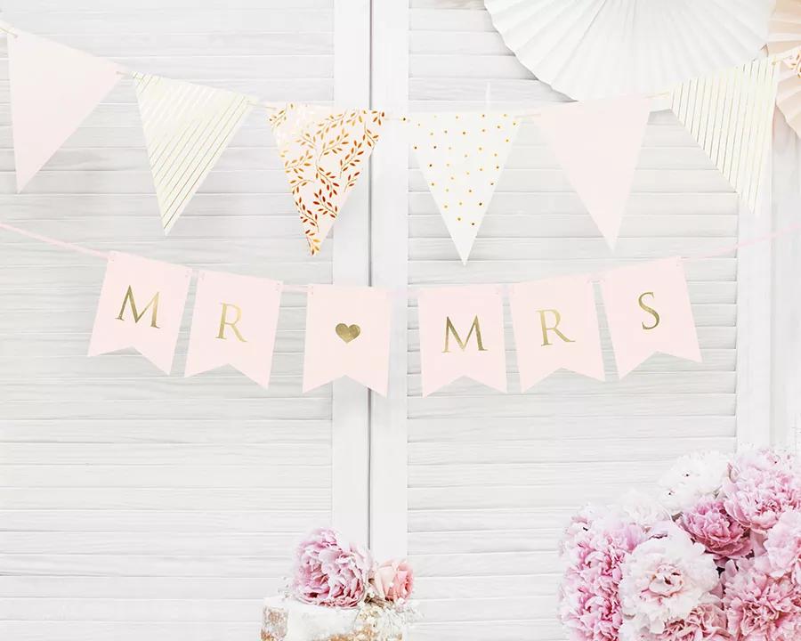 Banner MR & MRS ružovo - zlatý 1/2