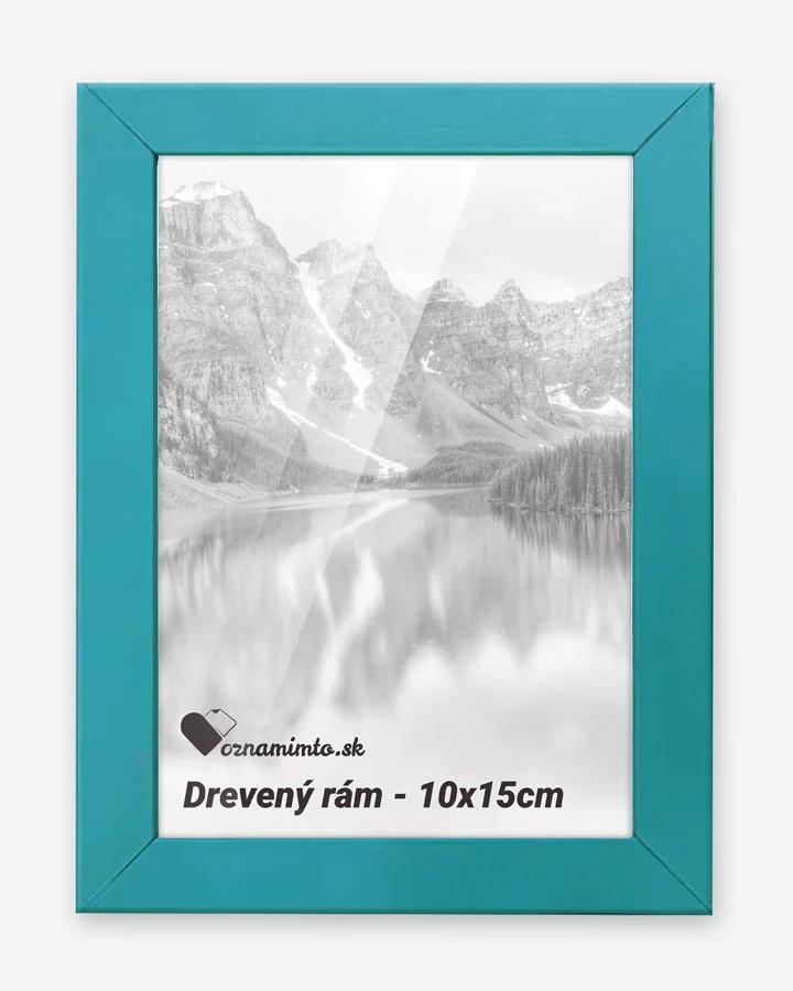 Drevený rám na fotku 10x15cm modrá petrolejová farba