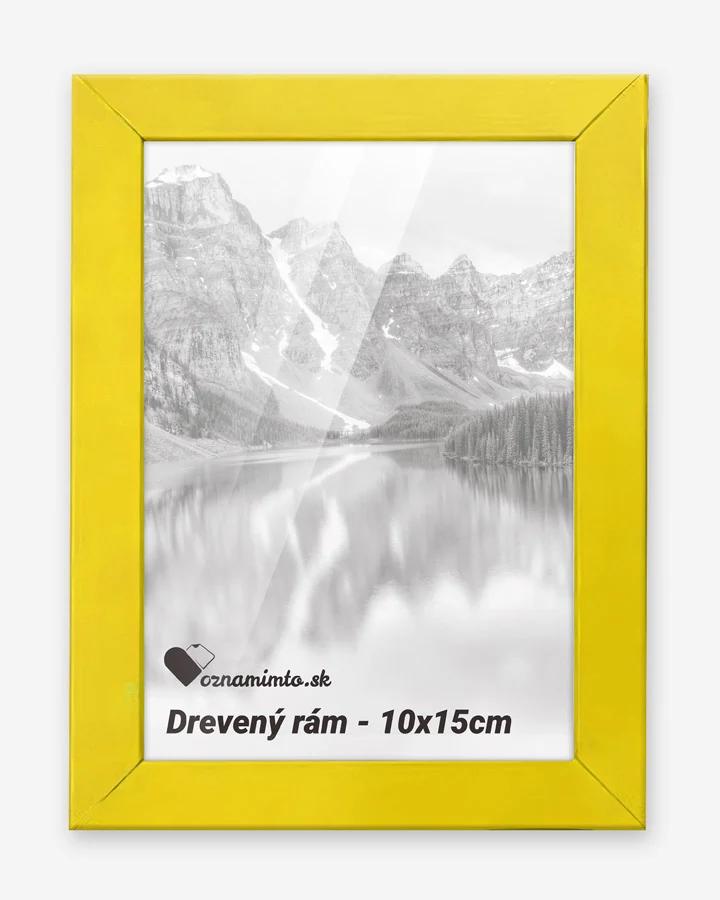Drevený rám na fotku 10x15cm žltá farba