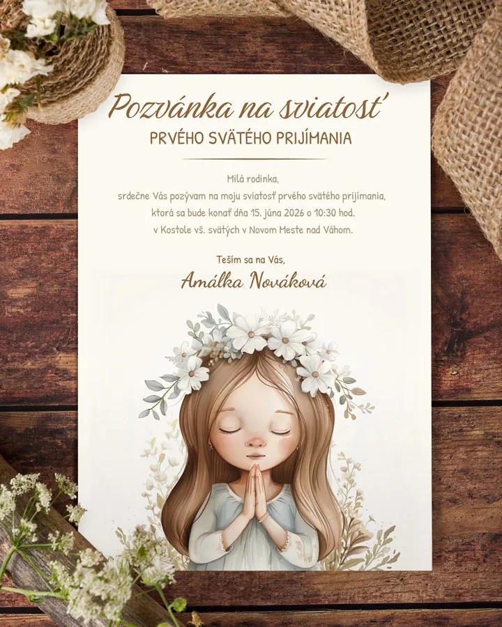Pozvánka na krst, prvé sväté prijímanie 58 dievča