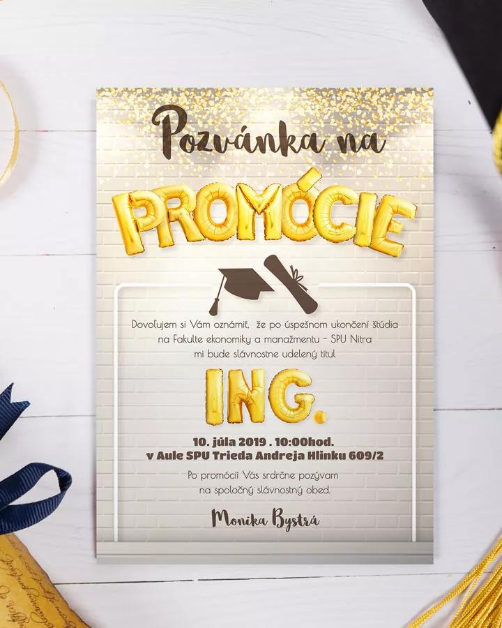 Promočné oznámenie v zlatom motíve 2/3