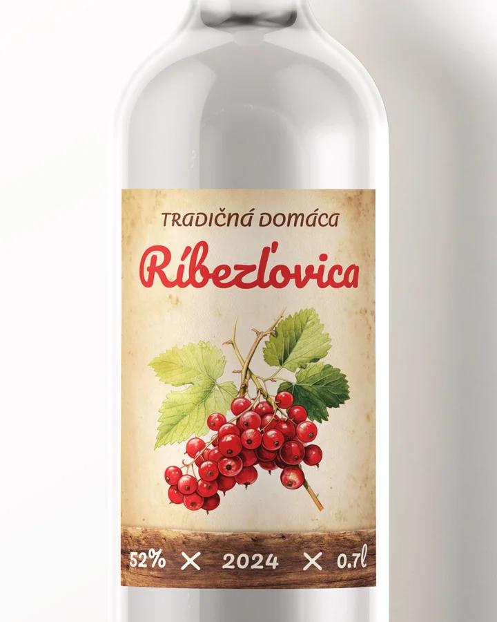 Etikety na pálenku Ríbezľovica 07 červená