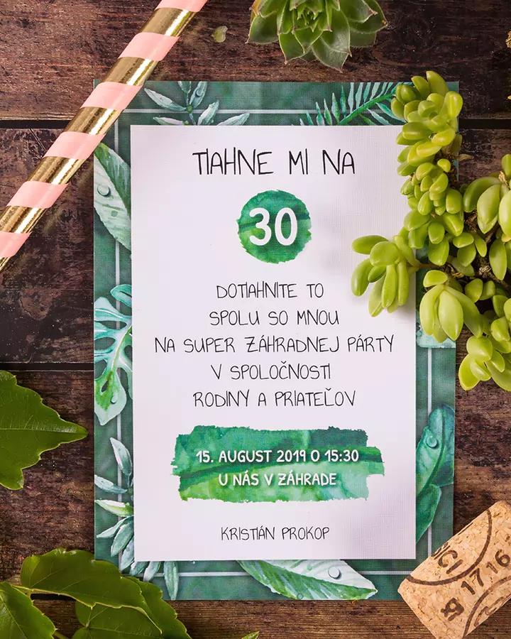 Pozvánka na narodeniny v prírodnom Greenery štýle
