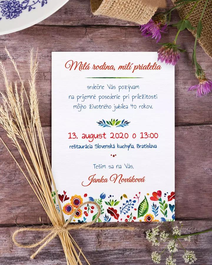 Pozvánka na narodeniny s folklórnym motívom 2/3