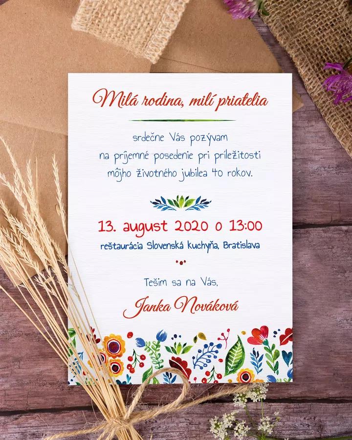Pozvánka na narodeniny s folklórnym motívom 1/3