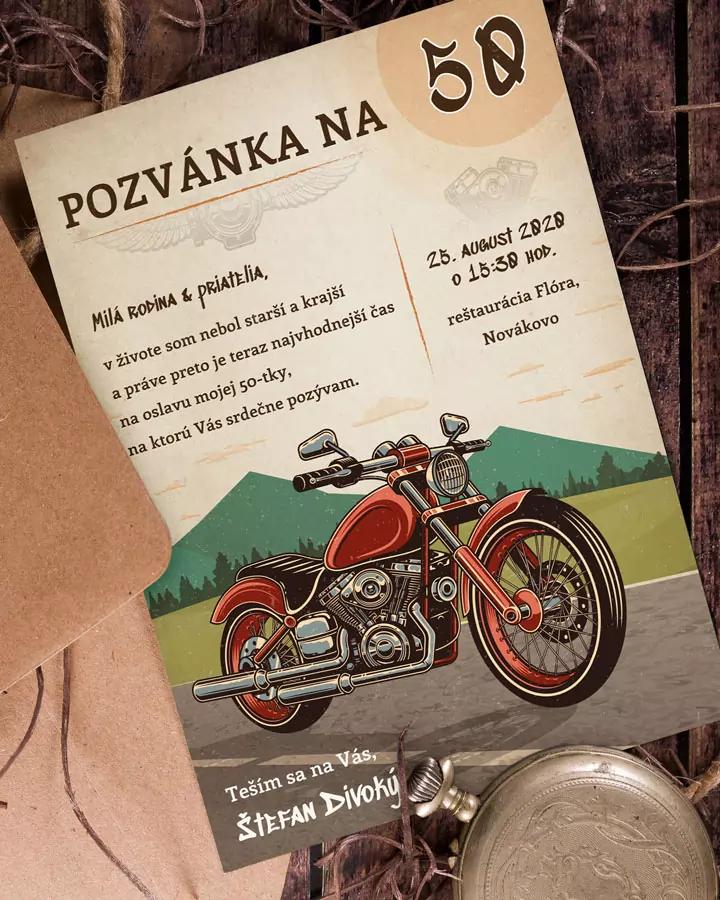 Pozvánka na narodeniny - Retro motorka