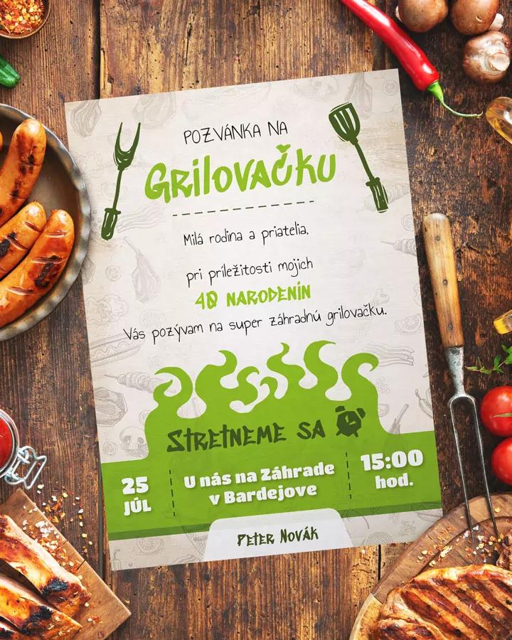 Pozvánka na narodeniny - Grilovačka I.