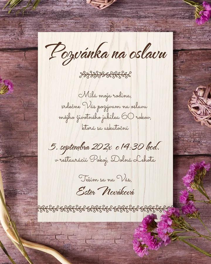 Pozvánka na narodeniny Svetlé drevo