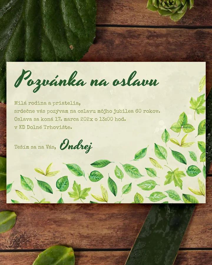 Pozvánka na narodeniny Zelené listy