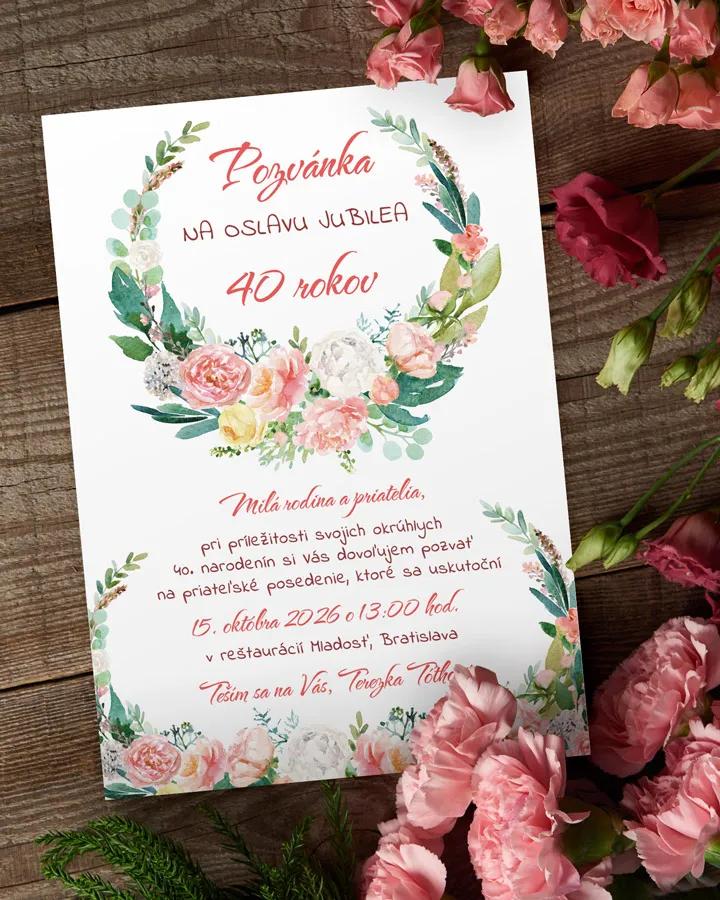Pozvánka na narodeniny Veniec kvetov