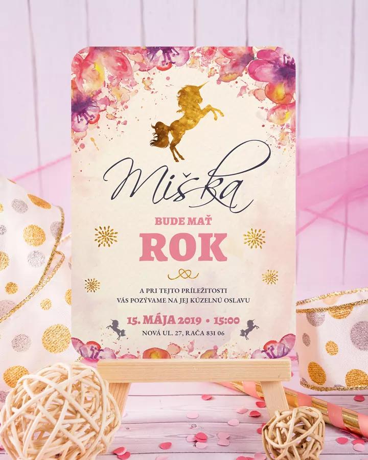 Detská pozvánka na oslavu s rozprávkovým motívom - Víla / Jednorožec 5/7