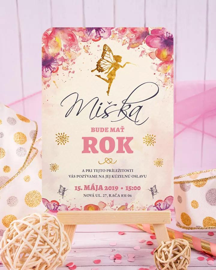Detská pozvánka na oslavu s rozprávkovým motívom - Víla / Jednorožec 2/7