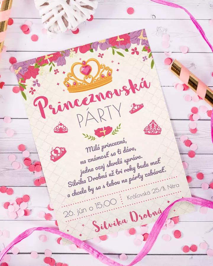 Pozvánka na detskú party - Princezná
