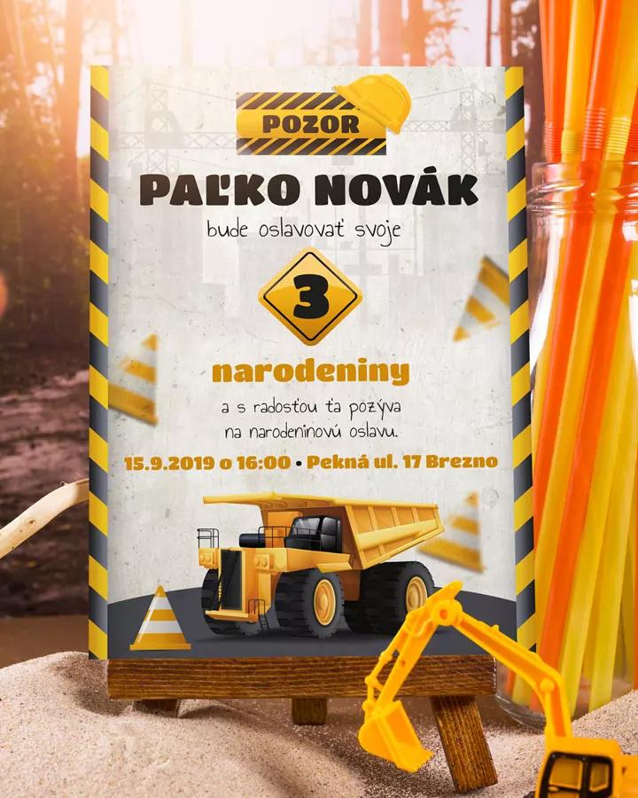 Detská pozvánka na oslavu - Nákladné auto