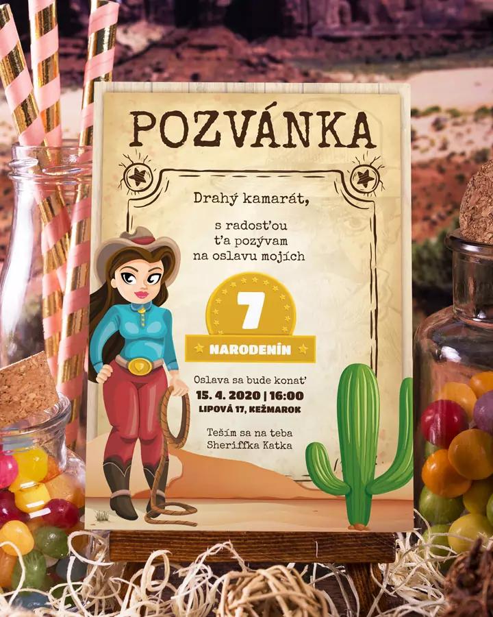 Pozvánka na detskú oslavu narodenín - Divoký západ 2/5