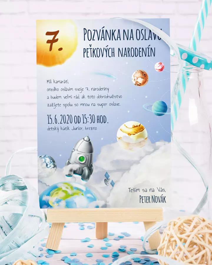 Detská pozvánka na oslavu - Vesmírne dobrodružstvo 1/4