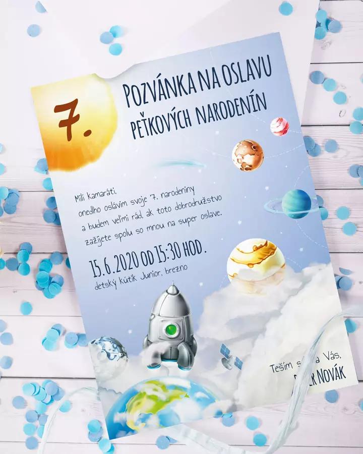 Detská pozvánka na oslavu - Vesmírne dobrodružstvo