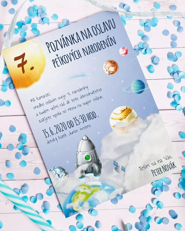 Detská pozvánka na oslavu - Vesmírne dobrodružstvo 3/4