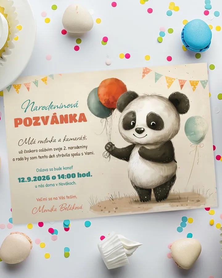 Detská pozvánka na oslavu - Kreslená Panda