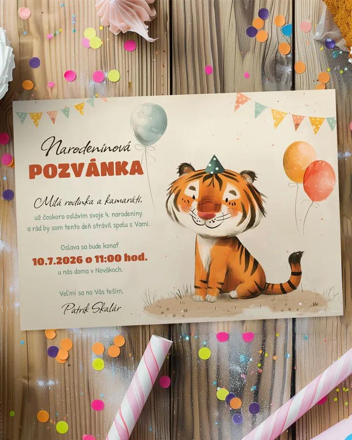 Detská pozvánka na oslavu - Kreslený tiger