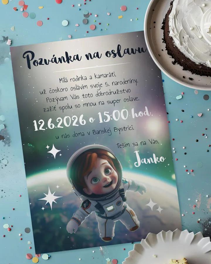 Detská pozvánka na oslavu - Astronaut chlapec