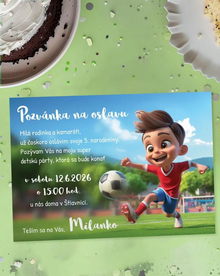 Detská pozvánka na oslavu - Futbalista chlapec