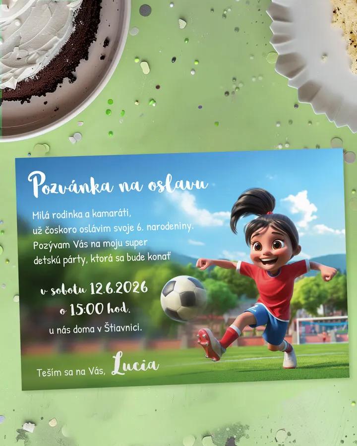Detská pozvánka na oslavu - Futbalista dievča
