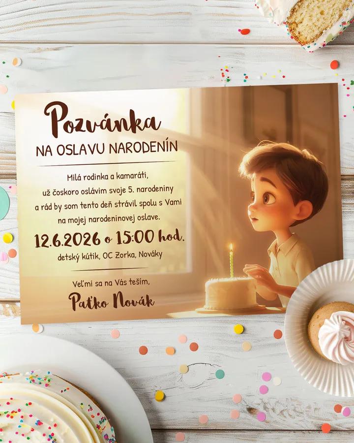 Detská pozvánka na oslavu - Tortička chlapec