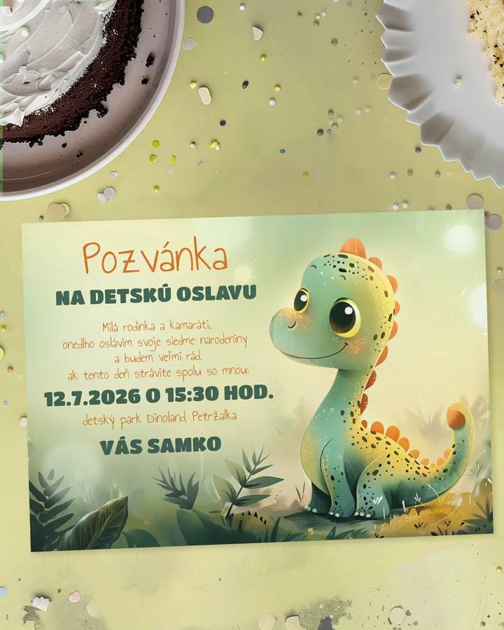 Detská pozvánka na oslavu - Dino