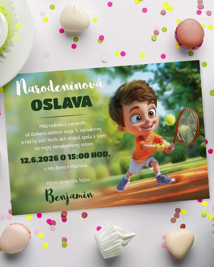 Detská pozvánka na oslavu - Malý tenista chlapec