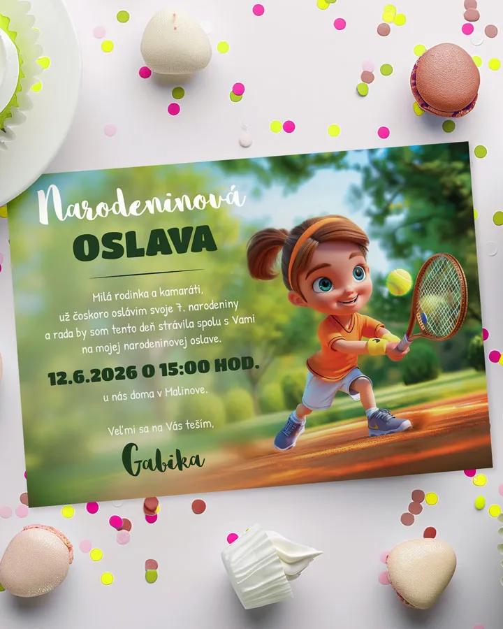 Detská pozvánka na oslavu - Malý tenista dievča