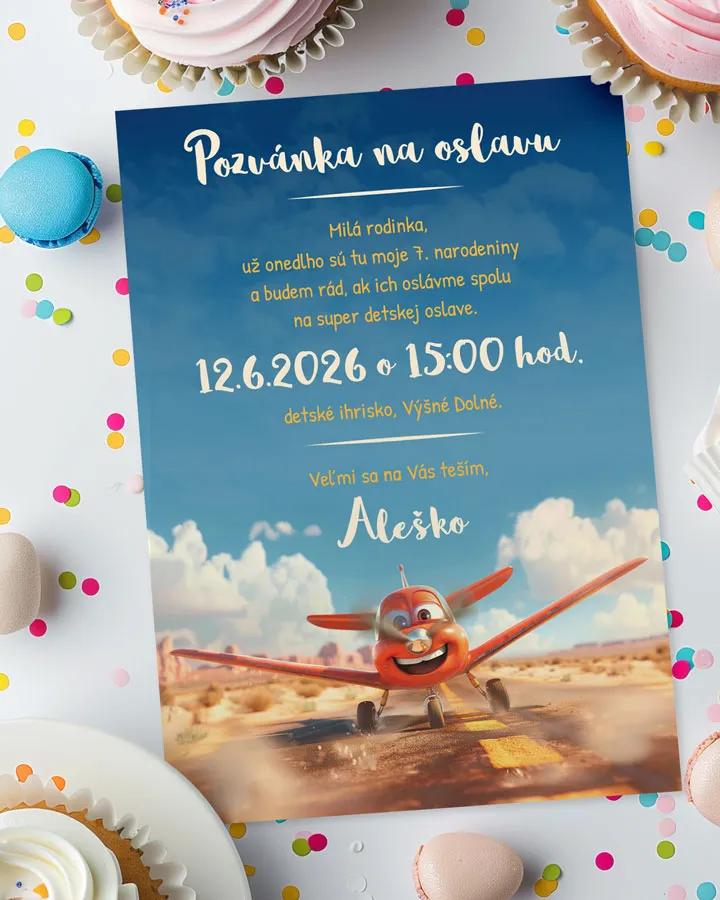 Detská pozvánka na oslavu - Lietadielko 01