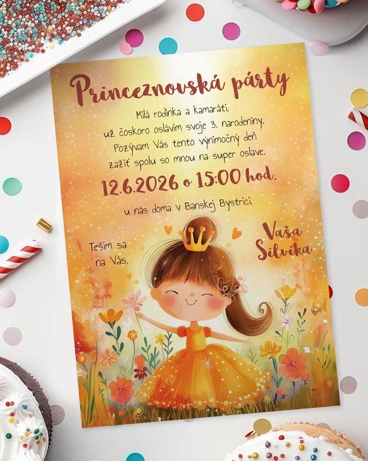 Detská pozvánka na oslavu - Lúčna princezná