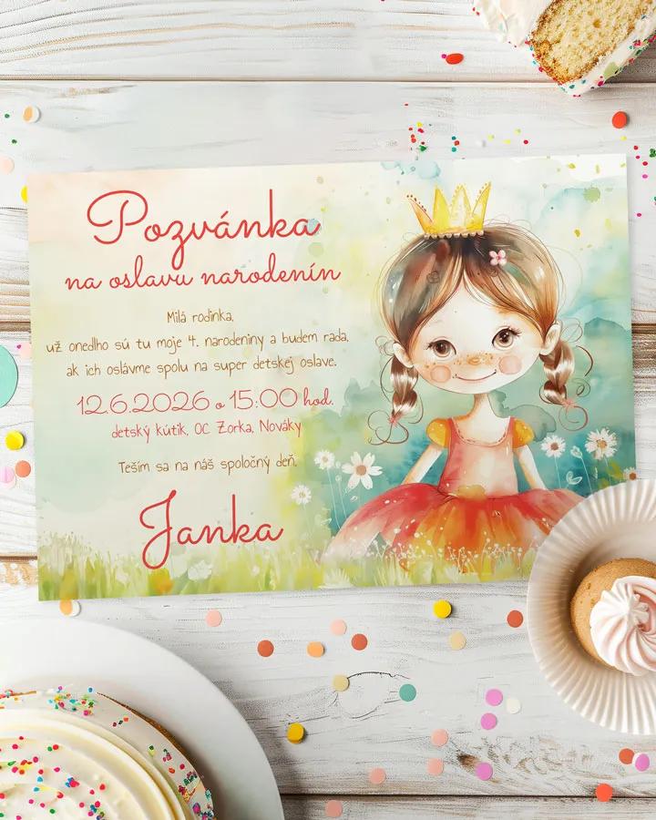 Detská pozvánka na oslavu - Rozprávková princezná