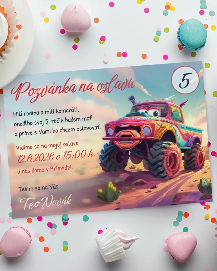 Detská pozvánka na oslavu - Monster Truck