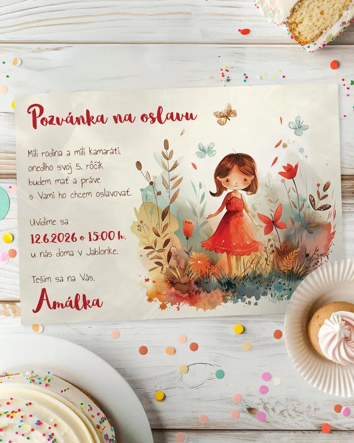 Detská pozvánka na oslavu - Červená víla