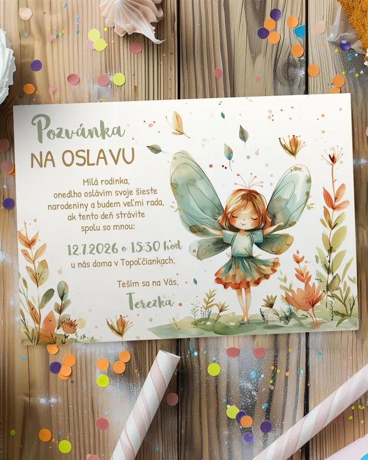 Detská pozvánka na oslavu - Motýlia víla