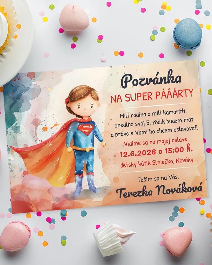 Detská pozvánka na oslavu - Superdeti dievča